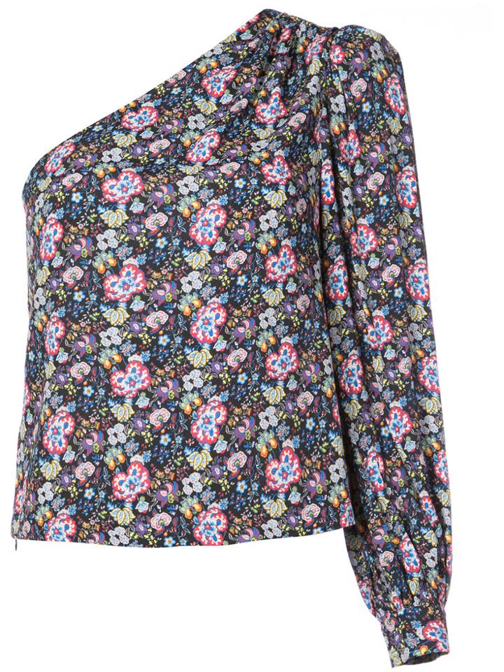 Frame Denim Floral Print One Shoulder - Multicolour