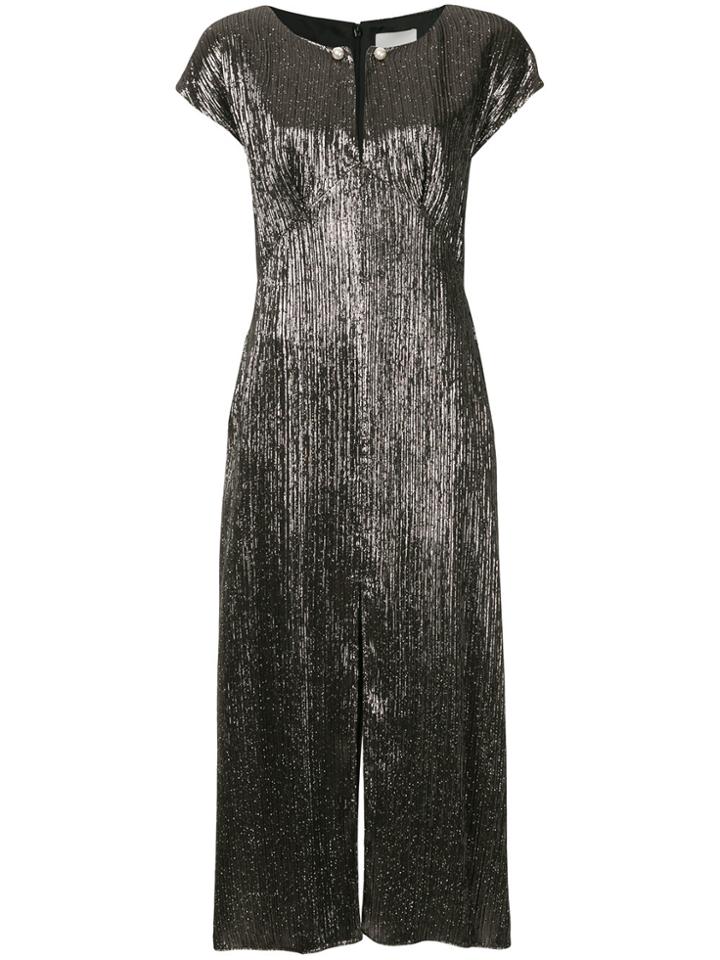 Ingie Paris Slit Detail Lamé Dress - Metallic