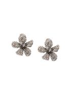 Oscar De La Renta Pavé Flower Earrings - Silver