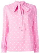 Saint Laurent Polka Dot Lavaliere Blouse, Women's, Size: 36, Pink/purple, Viscose
