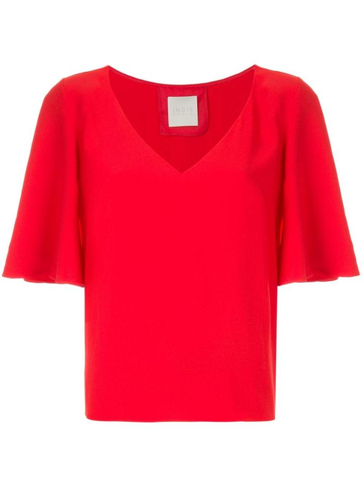 Ingie Paris Ruffled Sleeve Blouse - Red