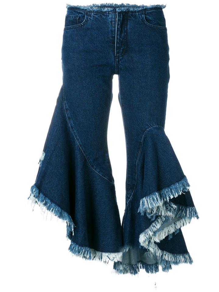 Marques'almeida Flared Raw Edge Jeans - Blue