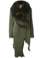Bazar Deluxe Asymmetric Embellished Sleeves Coat, Women's, Size: 42, Green, Cotton/spandex/elastane/polyester/raccoon Dog