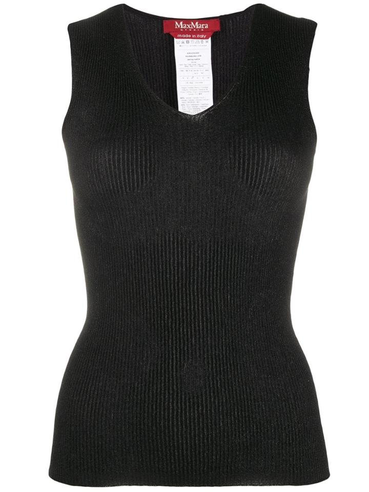 Max Mara Studio Ribbed Design Top - Black