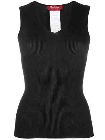 Max Mara Studio Ribbed Design Top - Black