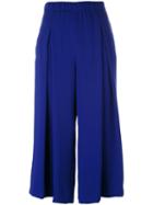 P.a.r.o.s.h. - Wide Leg Cropped Trousers - Women - Polyester - L, Blue, Polyester