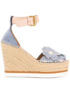 See By Chloé Glyn Floral Wedge Espadrilles - Blue