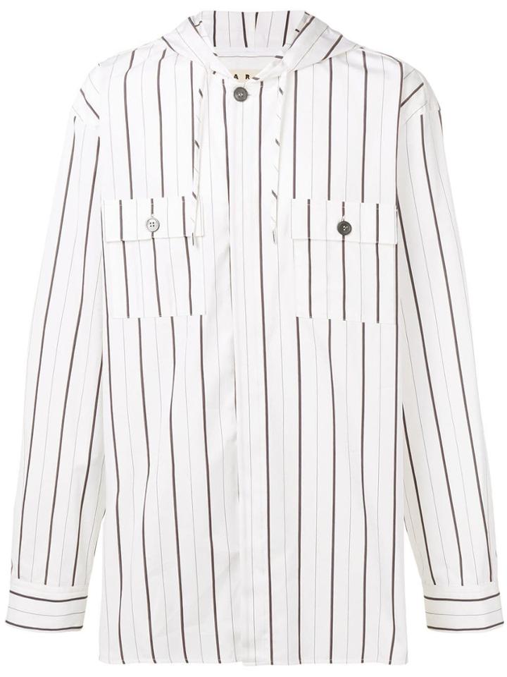 Marni Striped Hooded Shirt - White