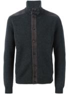 Brioni Buttoned Cardigan, Men's, Size: 50, Grey, Suede/cashmere/wool