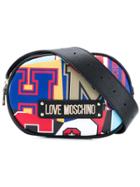 Love Moschino Varsity Logo Print Saffiano Belt Bag - Black