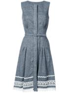 Oscar De La Renta Belted Dress With Detailed Hem - Blue