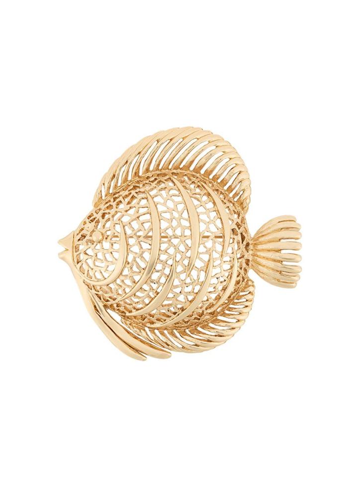Susan Caplan Vintage 1970s Vintage Trifari Fish Brooch - Metallic