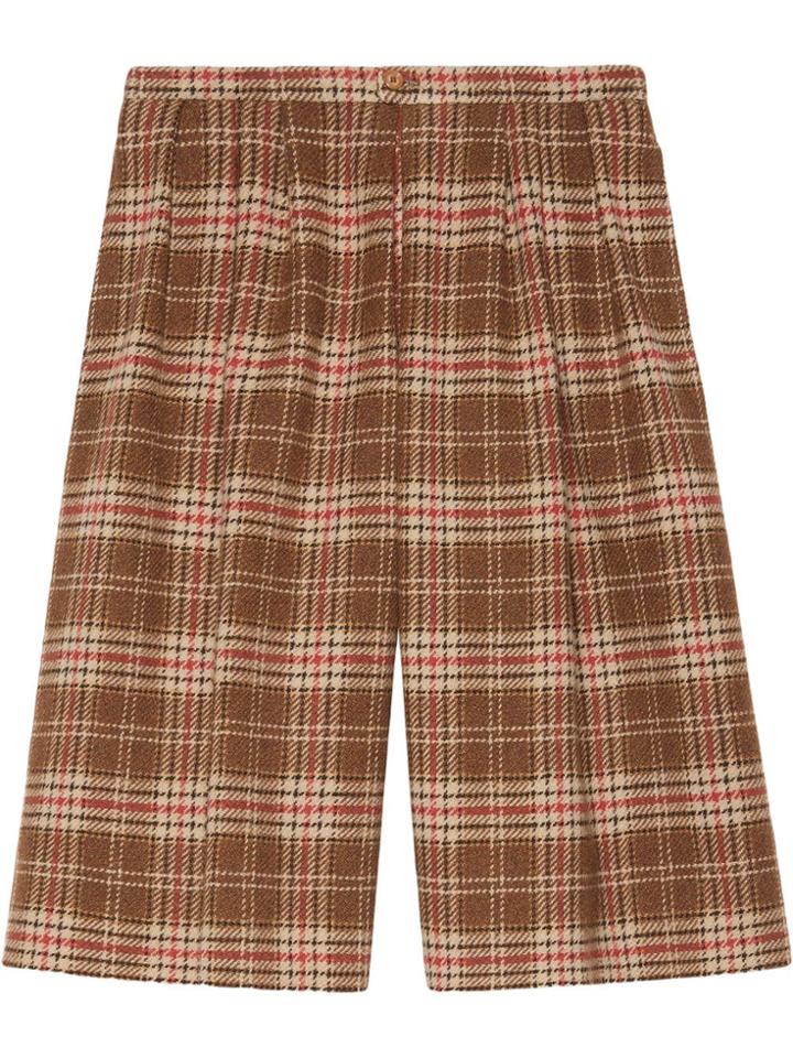 Gucci Check Wool Shorts - Brown