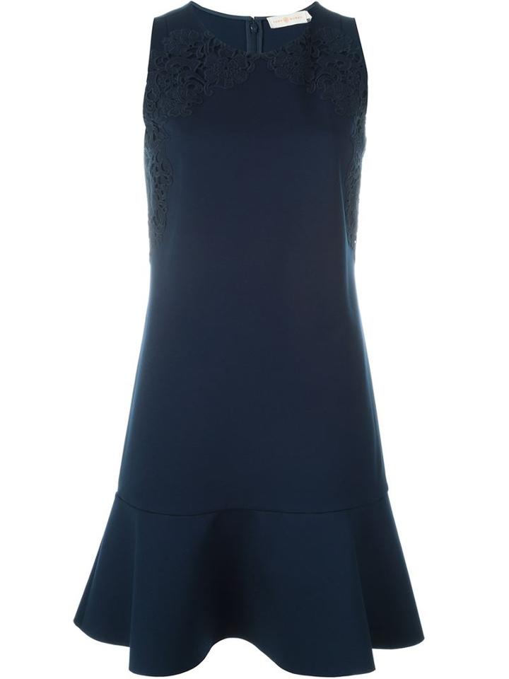 Tory Burch Floral Lace Appliqué Dress, Women's, Size: Medium, Blue, Nylon/spandex/elastane/viscose