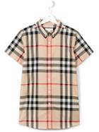 Burberry Kids New Classic Check Shirt, Boy's, Size: 14 Yrs, Nude/neutrals