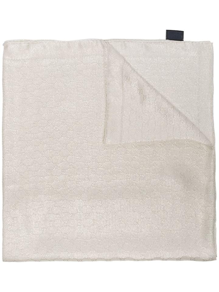 Gucci Lurex Gg Jacquard Scarf - White
