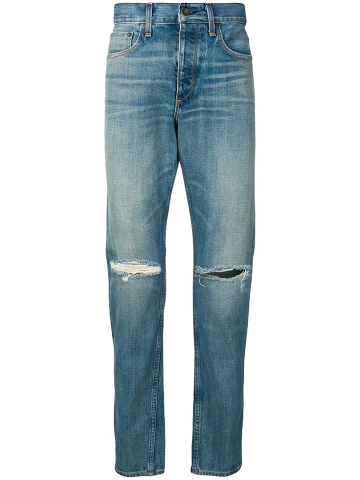 Rag & Bone Ripped Straight-leg Jeans - Blue