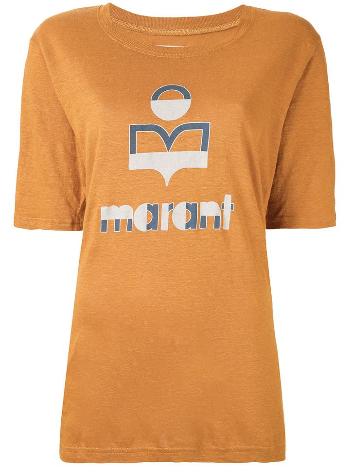 Isabel Marant Étoile - Logo Printed T-shirt - Women - Linen/flax - M, Brown, Linen/flax
