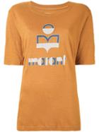 Isabel Marant Étoile - Logo Printed T-shirt - Women - Linen/flax - M, Brown, Linen/flax