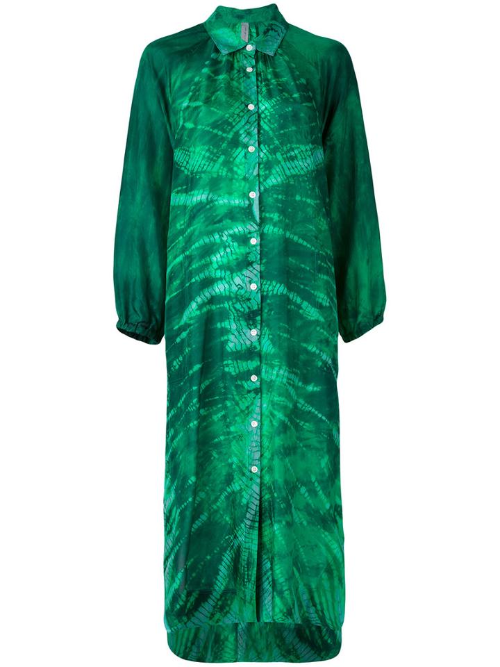 Raquel Allegra - Gradient Shirt Dress - Women - Silk - 0, Green, Silk