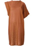 Nude Sparkly Knit Asymmetric Dress, Women's, Size: 40, Yellow/orange, Polyamide/polyester/viscose