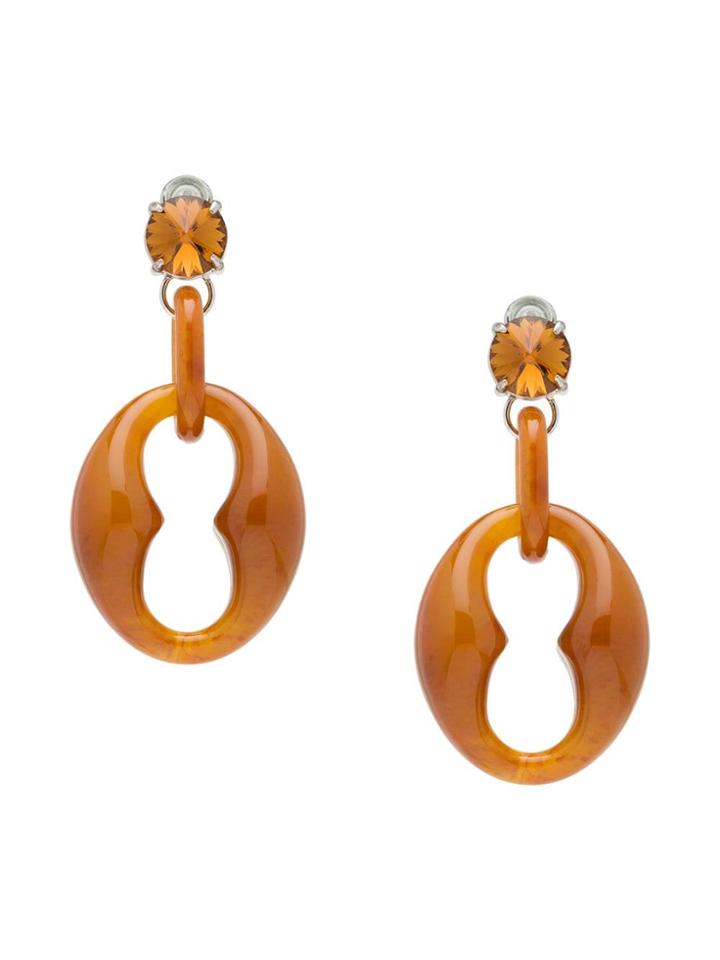 Prada Geometric Oversized Earrings - Brown