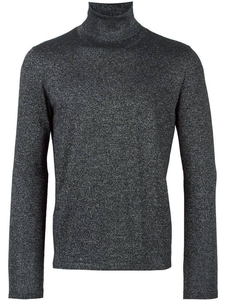 Pal Zileri Metallic Roll Neck Jumper, Men's, Size: 46, Black, Polyamide/merino/lurex