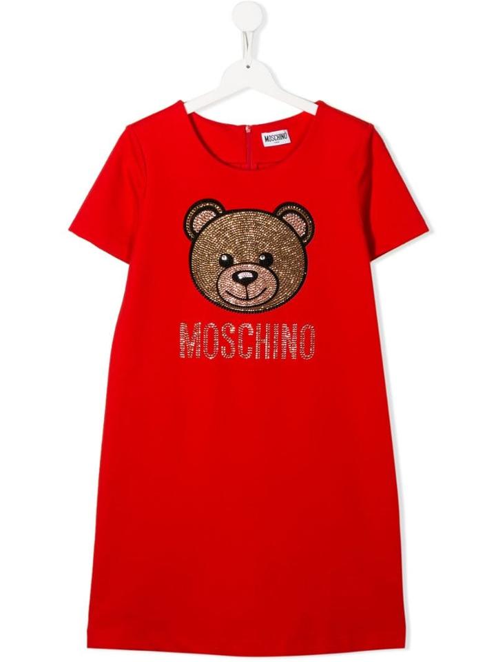 Moschino Kids Teen Teddy Bear Dress - Red