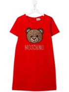 Moschino Kids Teen Teddy Bear Dress - Red
