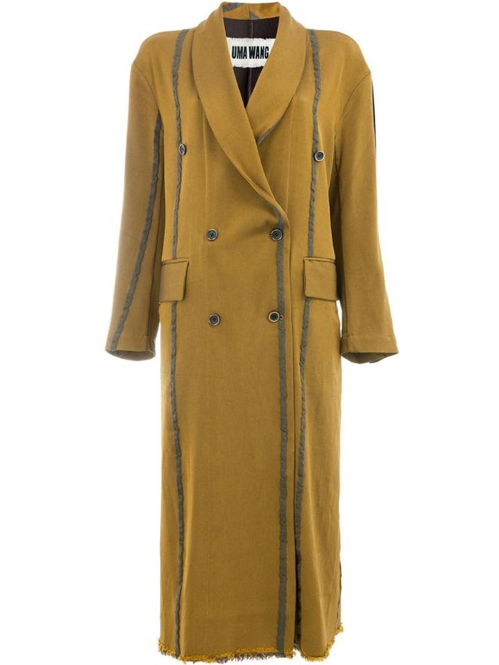 Uma Wang Striped Double Breasted Coat - Brown