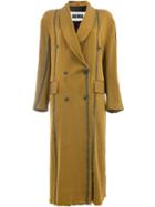 Uma Wang Striped Double Breasted Coat - Brown