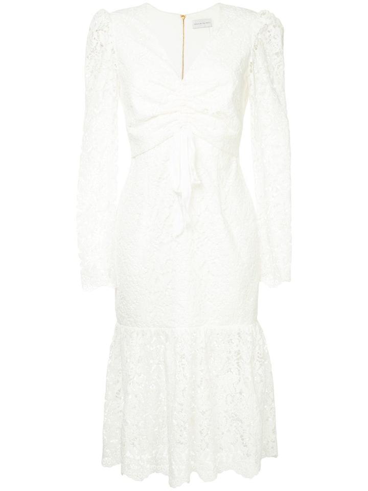 Rebecca Vallance Le Saint Ruched Lace Dress Ivory - White