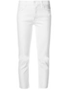Mother - Distressed Cropped Jeans - Women - Cotton/polyester/polyurethane - 25, White, Cotton/polyester/polyurethane