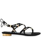 Salvatore Ferragamo Metallic Strap Sandals - Black