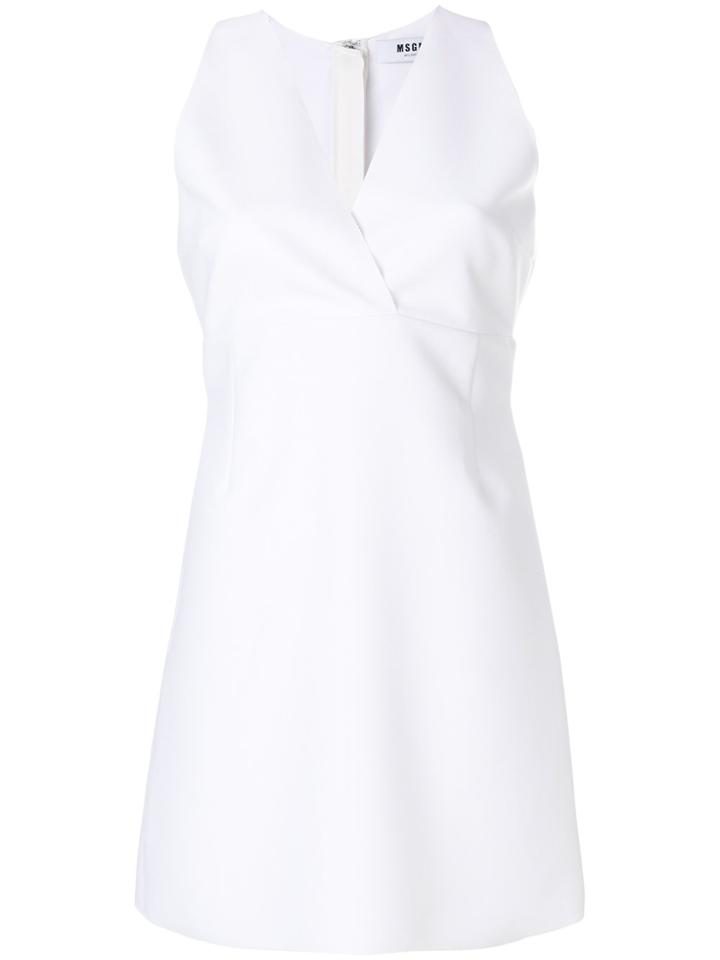 Msgm Sleeveless Mini Wrap Dress - White