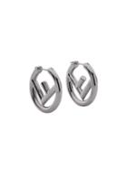 Fendi Logo Earrings - F01lk-ruthenium Ultra Blac