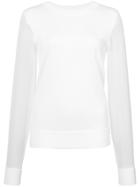 Sally Lapointe Fitted Top With Sheer Sleeves - White