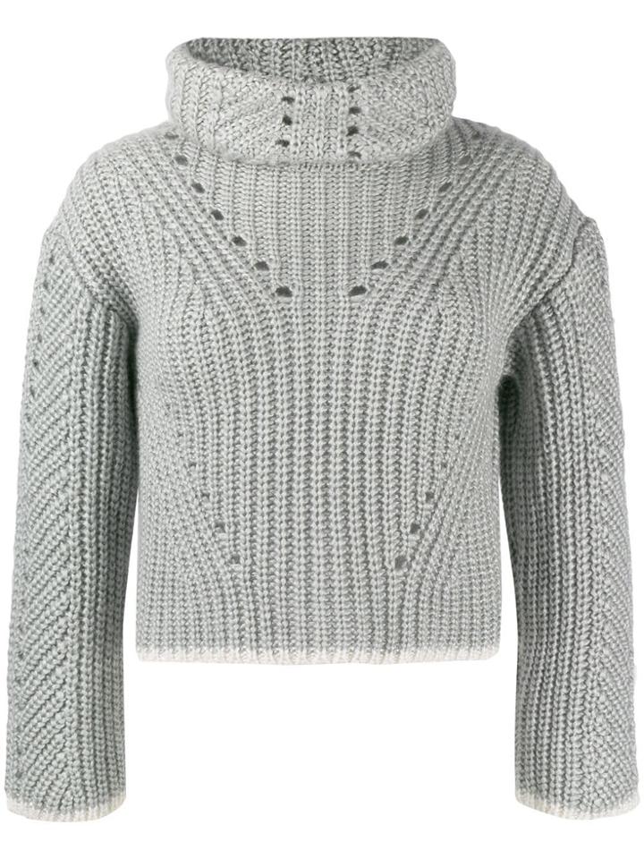 Fendi Roll Neck Knitted Jumper - Grey