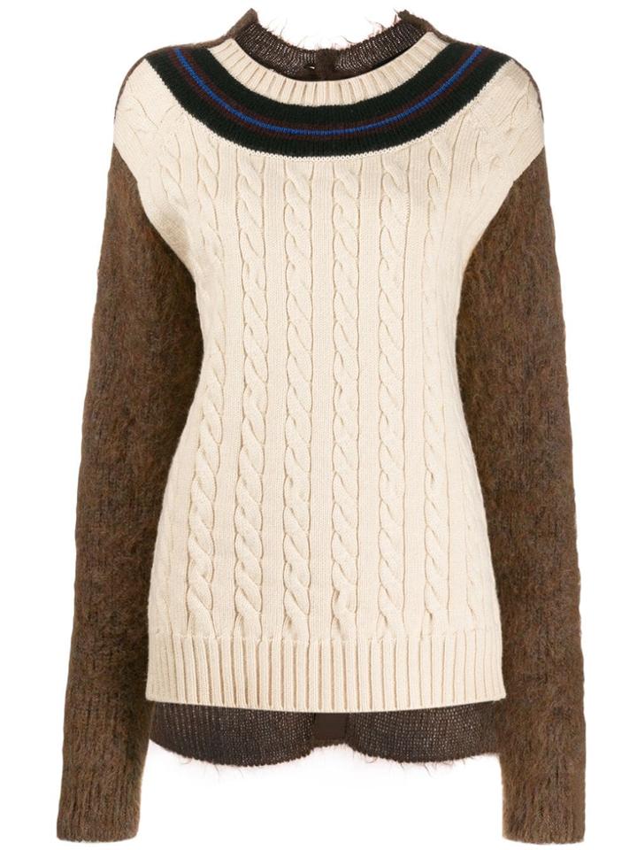 Junya Watanabe Contrast Sleeve Jumper - Brown