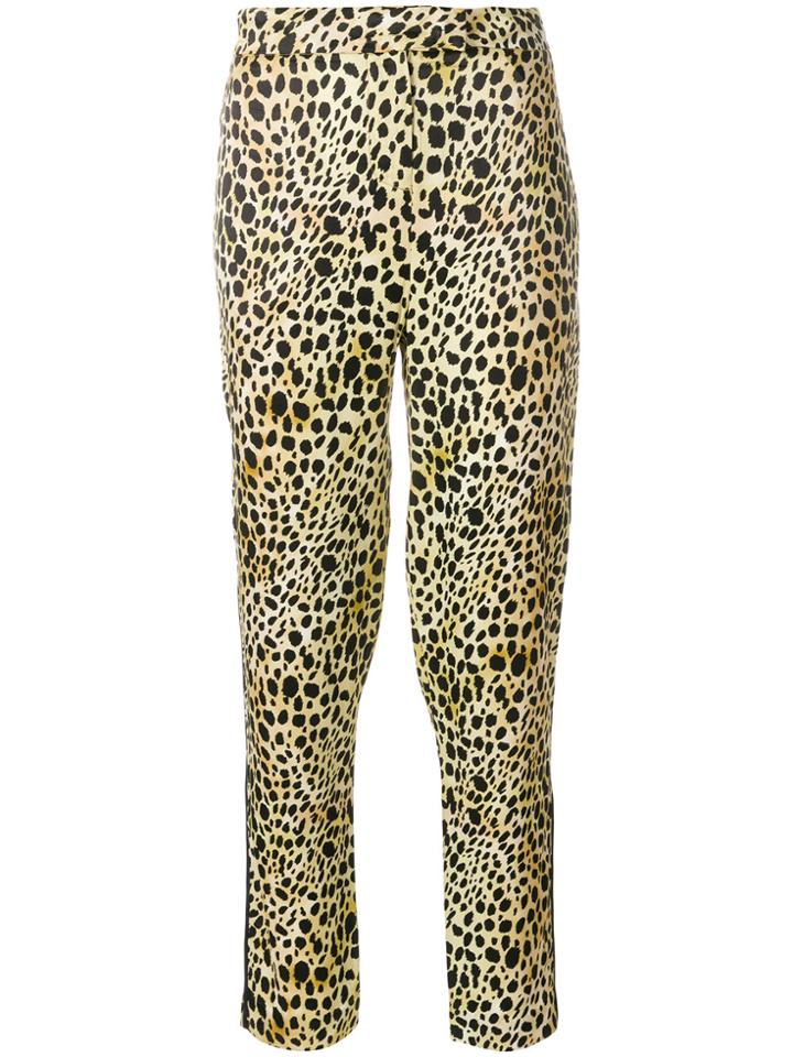 De La Vali Leopard Print Cropped Trousers - Brown