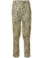 De La Vali Leopard Print Cropped Trousers - Brown