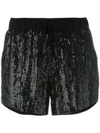 P.a.r.o.s.h. - Drawstring Sequin Shorts - Women - Viscose/pvc - Xs, Black, Viscose/pvc