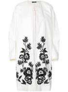 Josie Natori Embroidered Midi Jacket - White