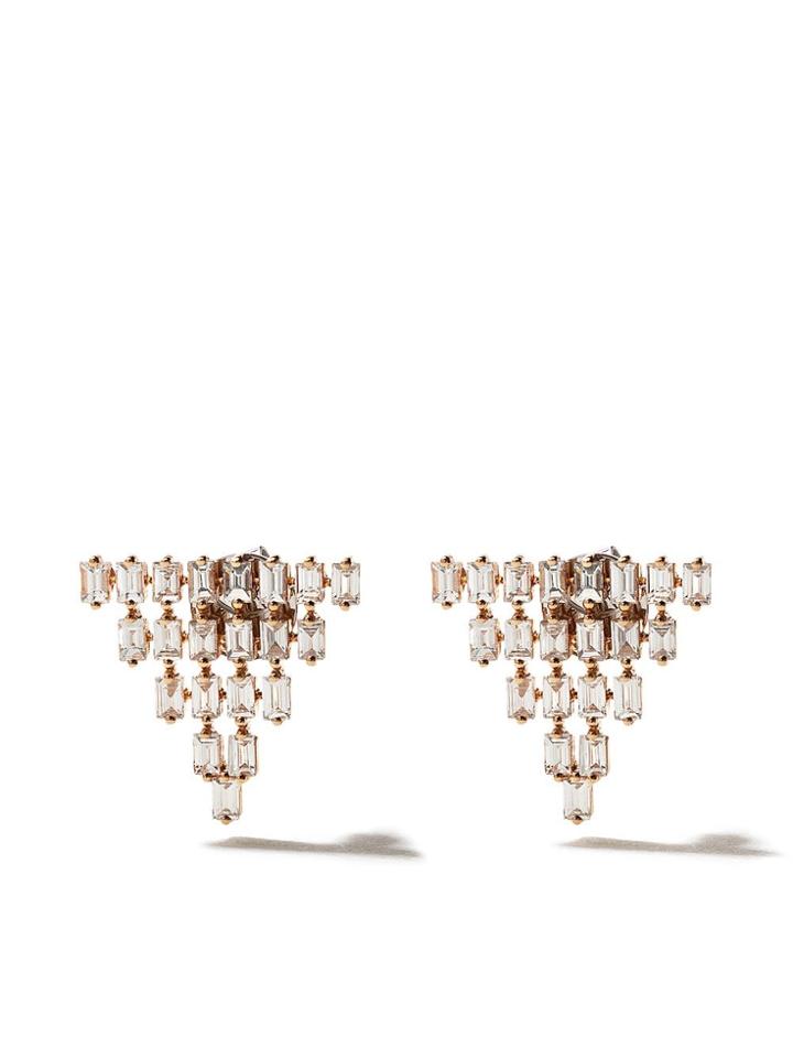 As29 18kt Rose Gold Baguette 5 Row Triangle Earrings