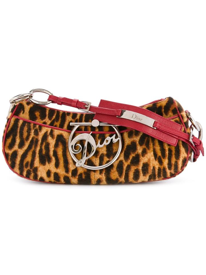 Christian Dior Vintage Leopard Pattern Shoulder Bag - Brown