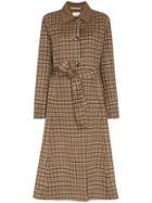 Nanushka Alamo Checked Robe Coat - Brown