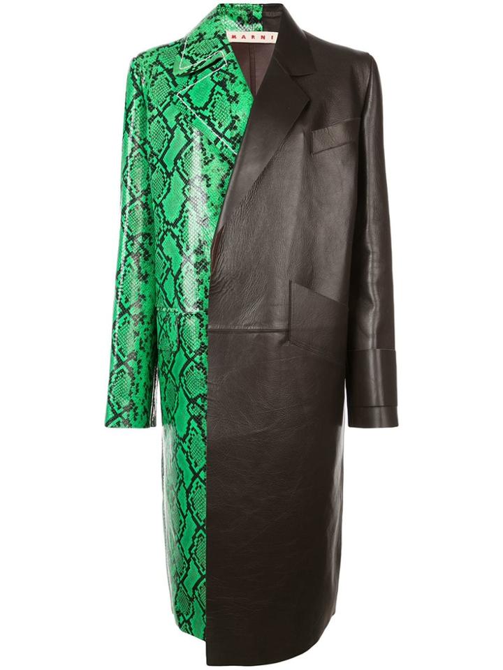 Marni Leather Snakeskin Effect Coat - Black