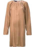 Rochas Flare Sleeve Ruched Dress, Women's, Size: 38, Nude/neutrals, Viscose/silk