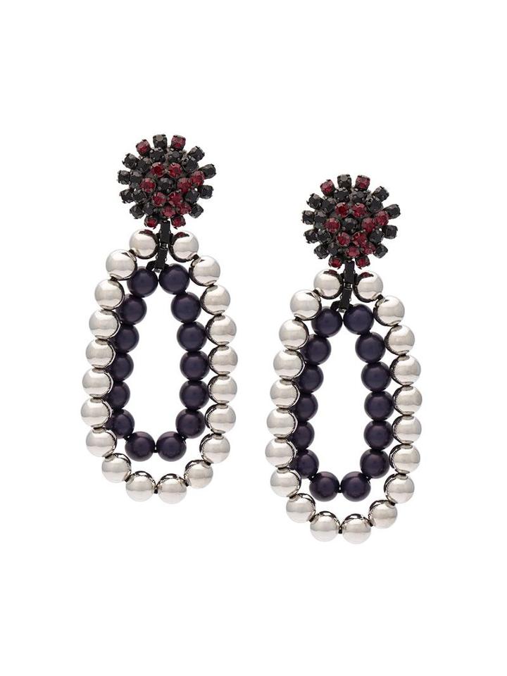 Marni Beased Strass Clip-on Earrings, Women's, Grey