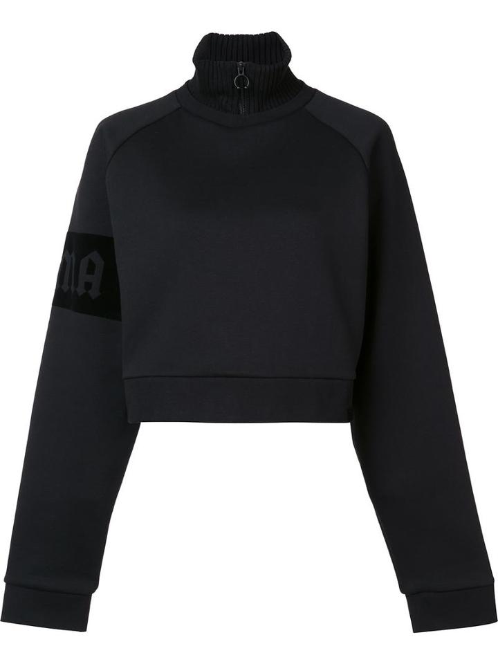 Puma Cropped Turtleneck Zipped Sweatshirt, Women's, Size: Xs, Black, Cotton/polyester